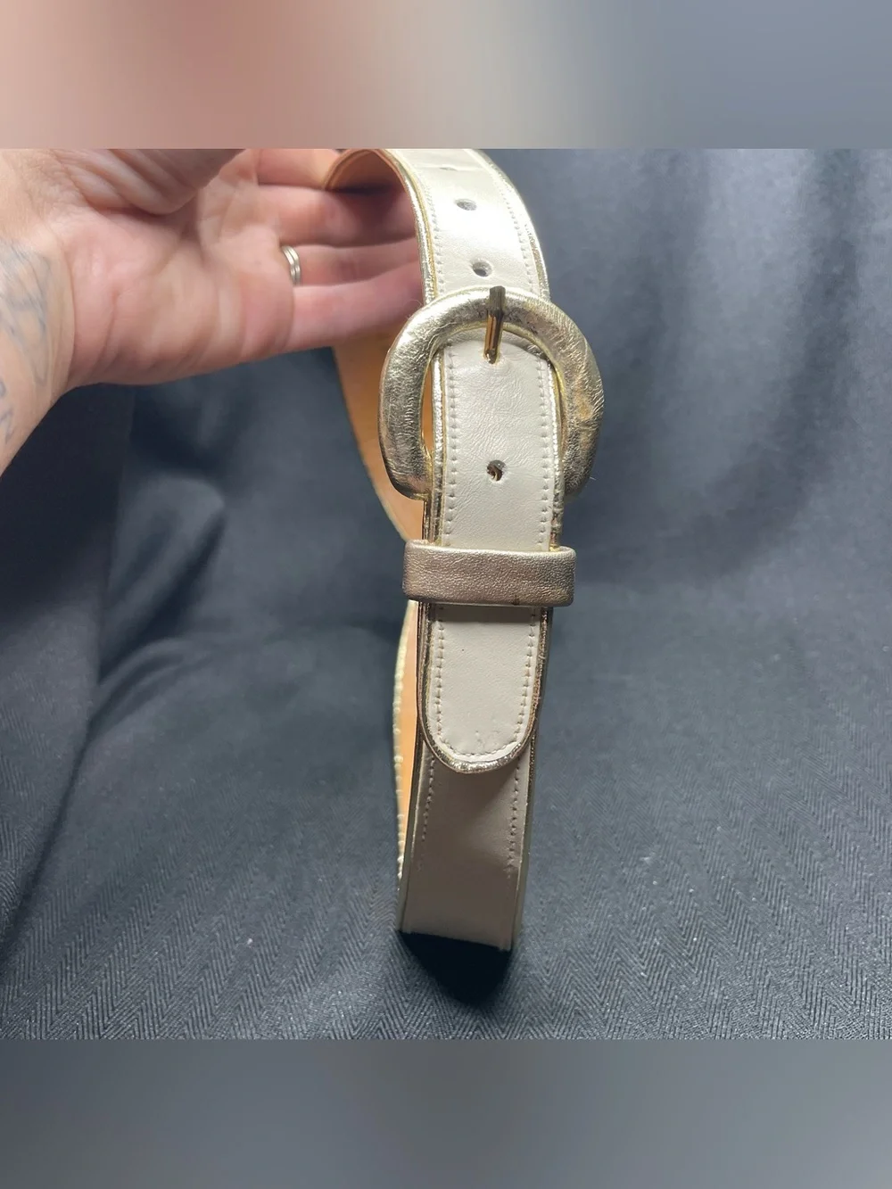 Anne Klein cream leather